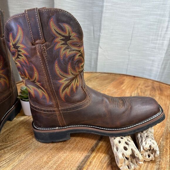 Justin Men's Driller Cowhide Leather Stampede Plain Toe Work Boots 11” Size 13 D - Picture 8 of 11